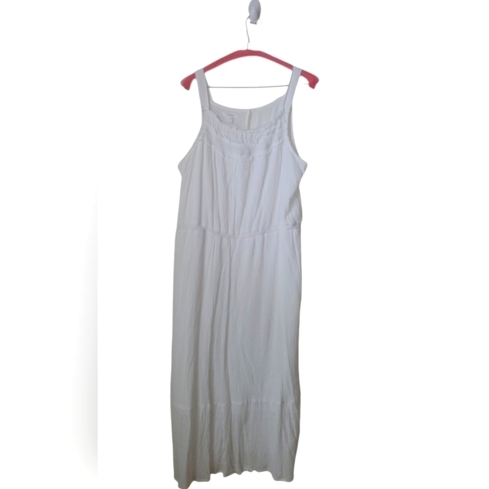 Maurices White Halter Neck  Flowy Crinkle Fabric Sleeveless Midi Dress XXL